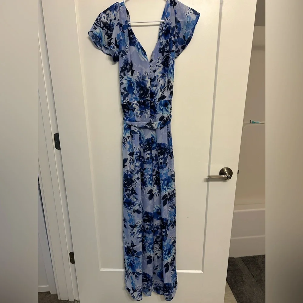 Donna Ricco Blue Floral Jumpsuit